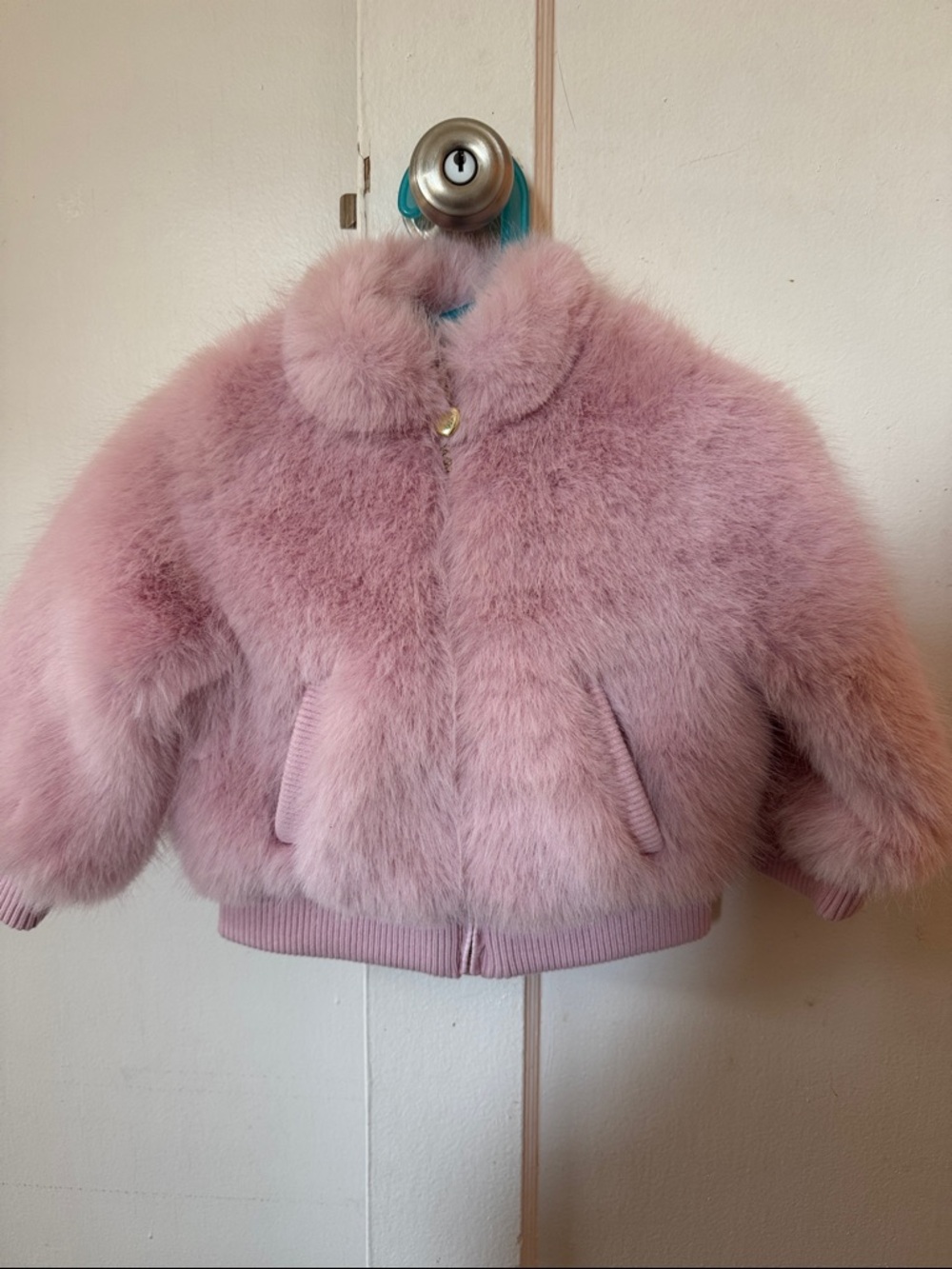 Cat & Jack Pink Plush Faux Fur Bomber Jacket